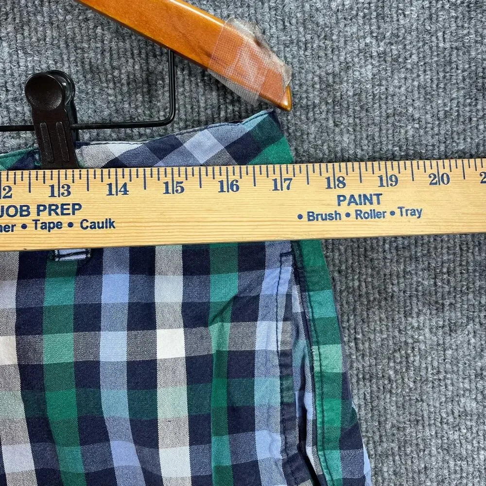 Tailor Vintage Casual Shorts Men's 34 Blue/Green Plaid Button Pockets - Picture 2 of 9